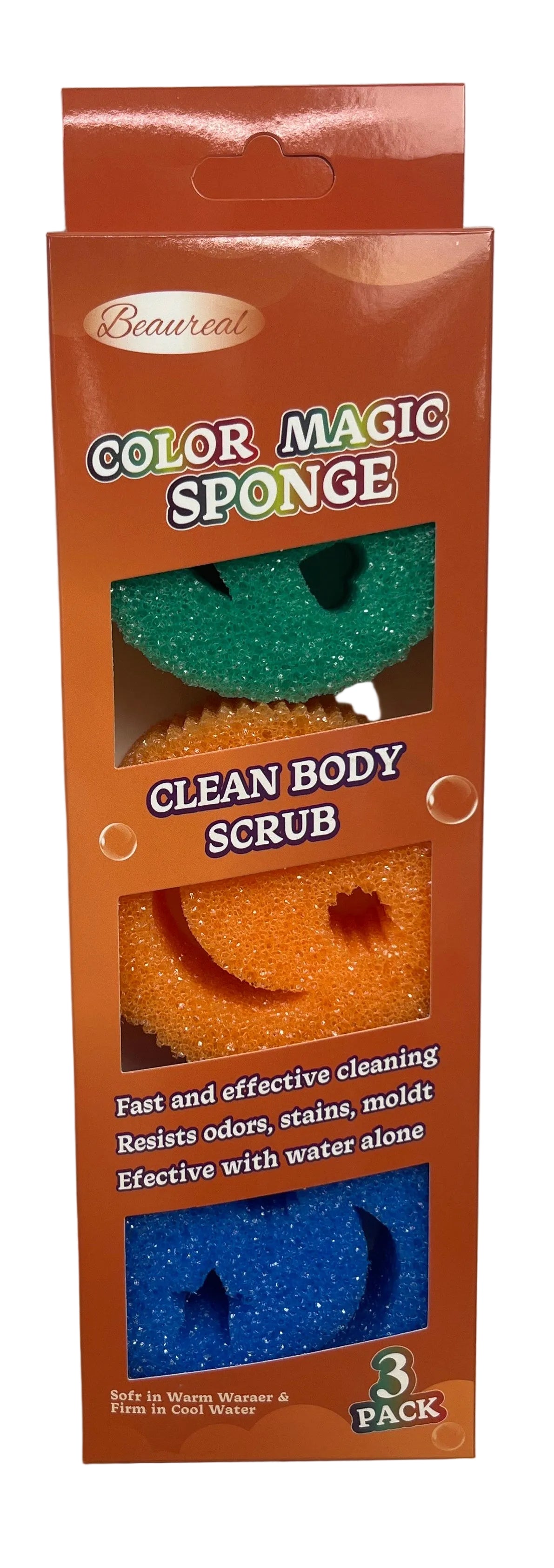 3 Colorful Smile Scrub Sponges, Temperature Controlled Dish Sponge