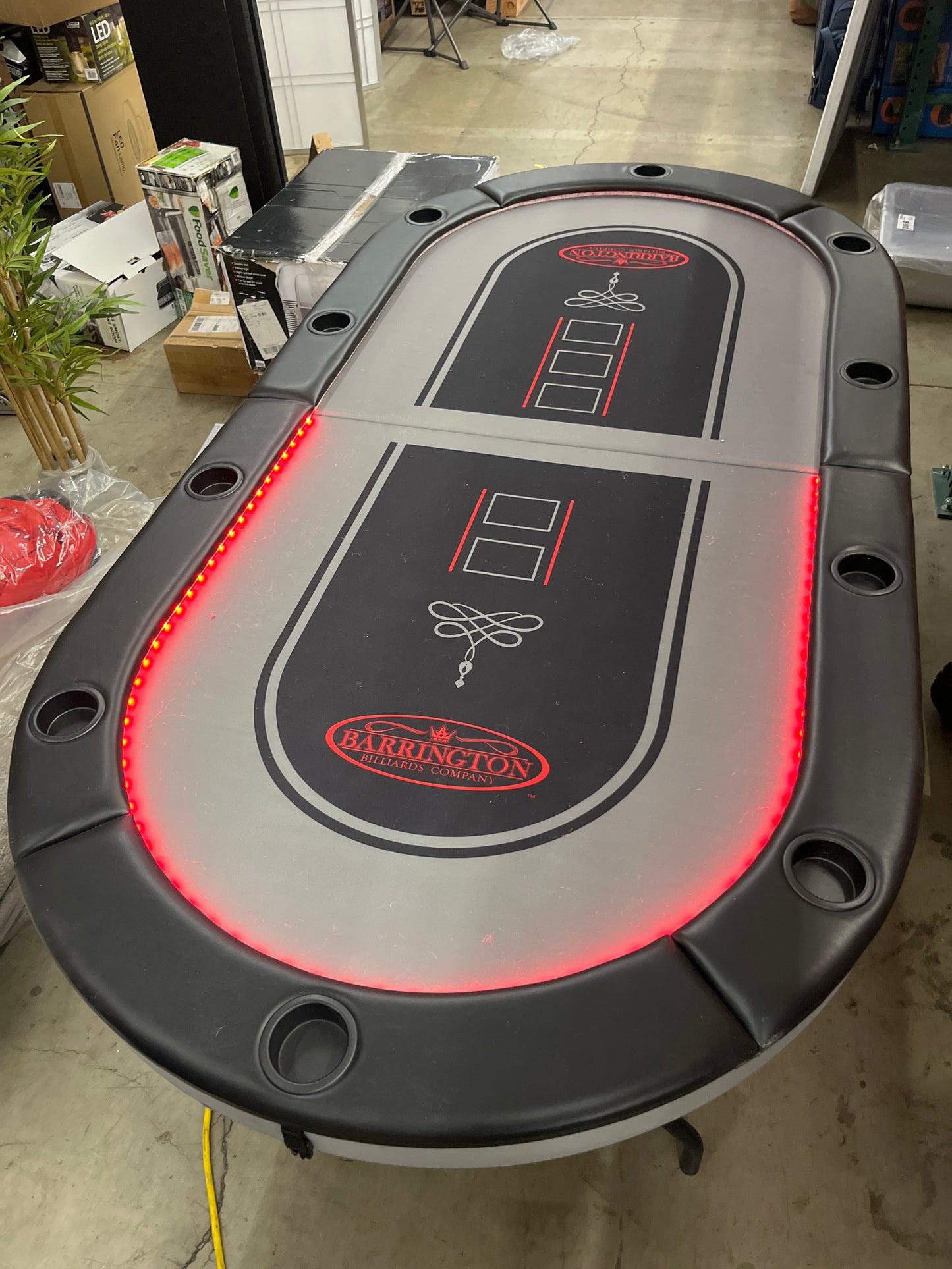 Barrington 10-player Poker Table with LED Lights - Retail $329