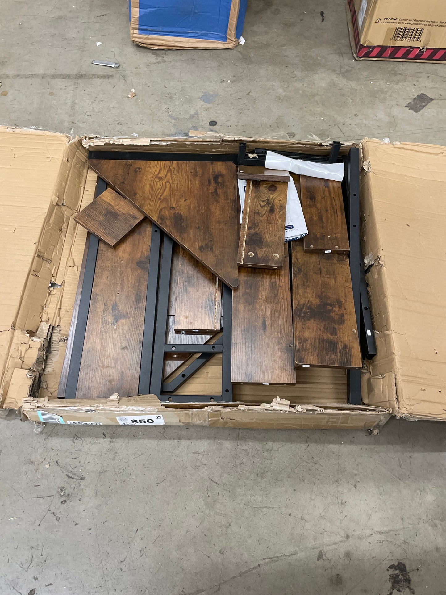 ODK Corner Desk With Large Drawer & Storage Shelves - Triangle Computer Vanity Writing Desk for Workstation - Retail $102