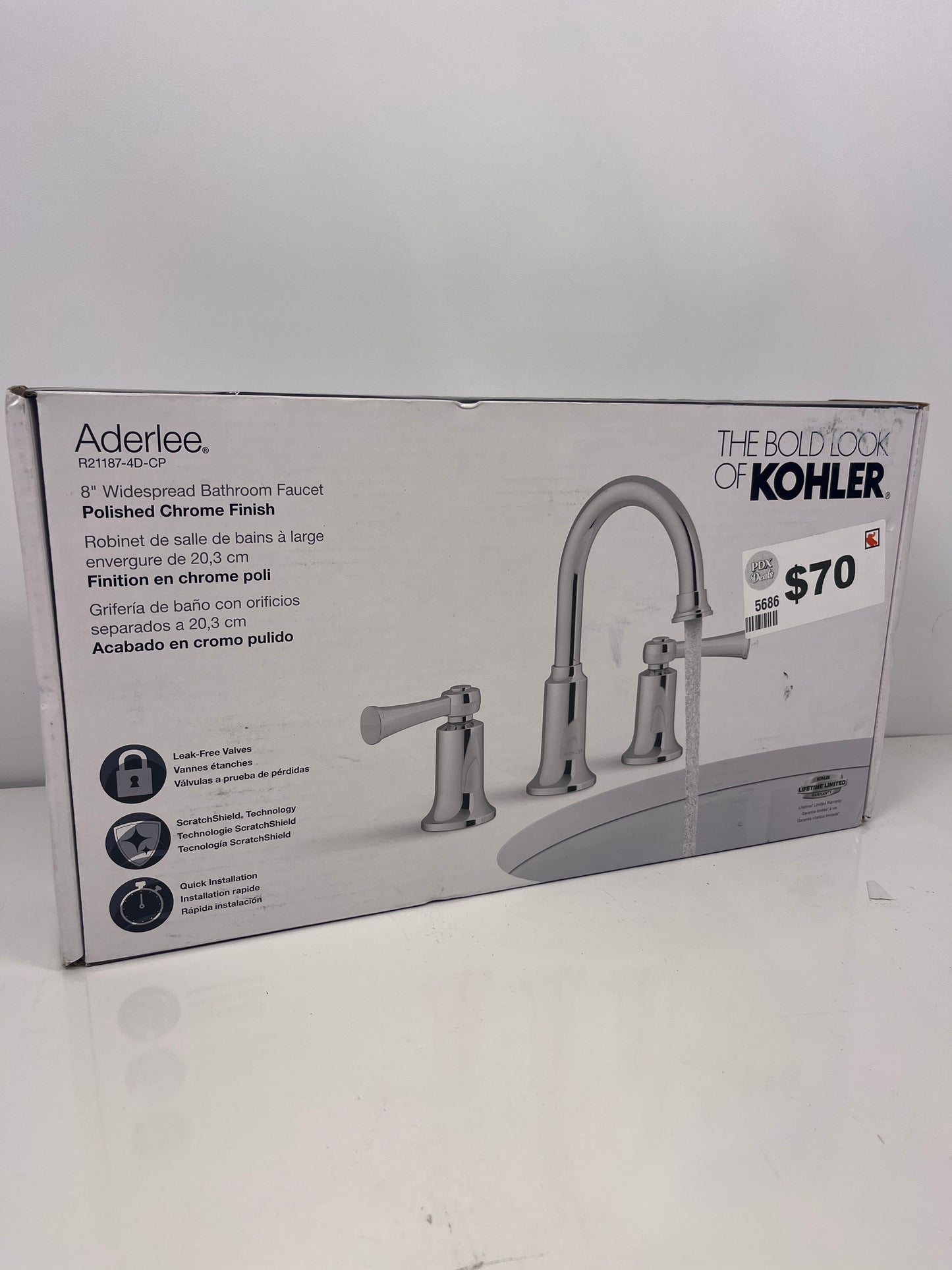 NEW - Kohler Aderlee Chrome Widespread Bathroom Faucet - Retail $129
