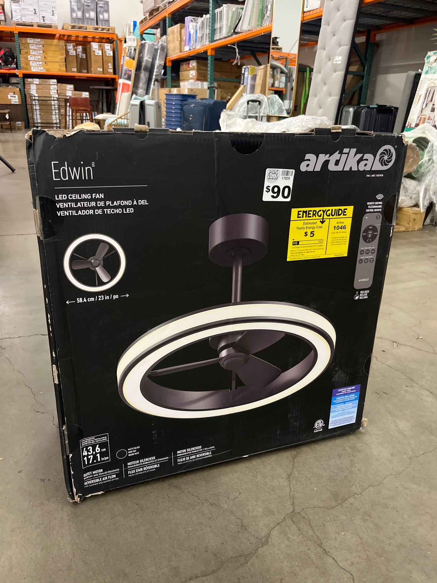 Artika Edwin 23" LED Chandelier Ceiling Fan