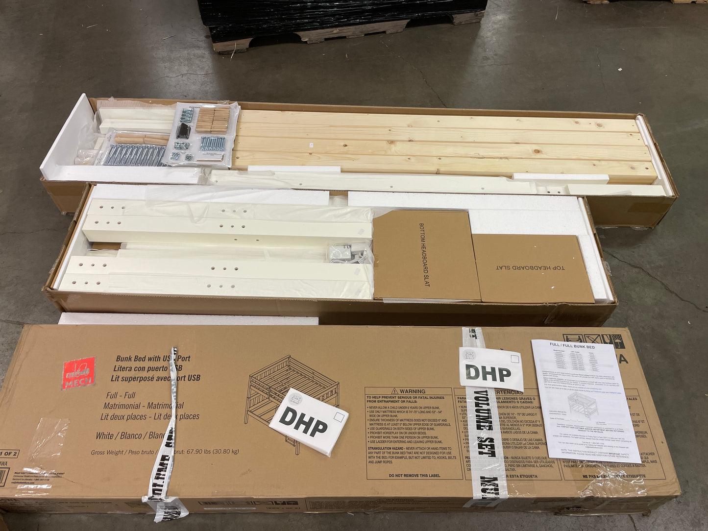 New - DHP Dorel Living Moon USB, Full, White Bunk Bed - Retail $524