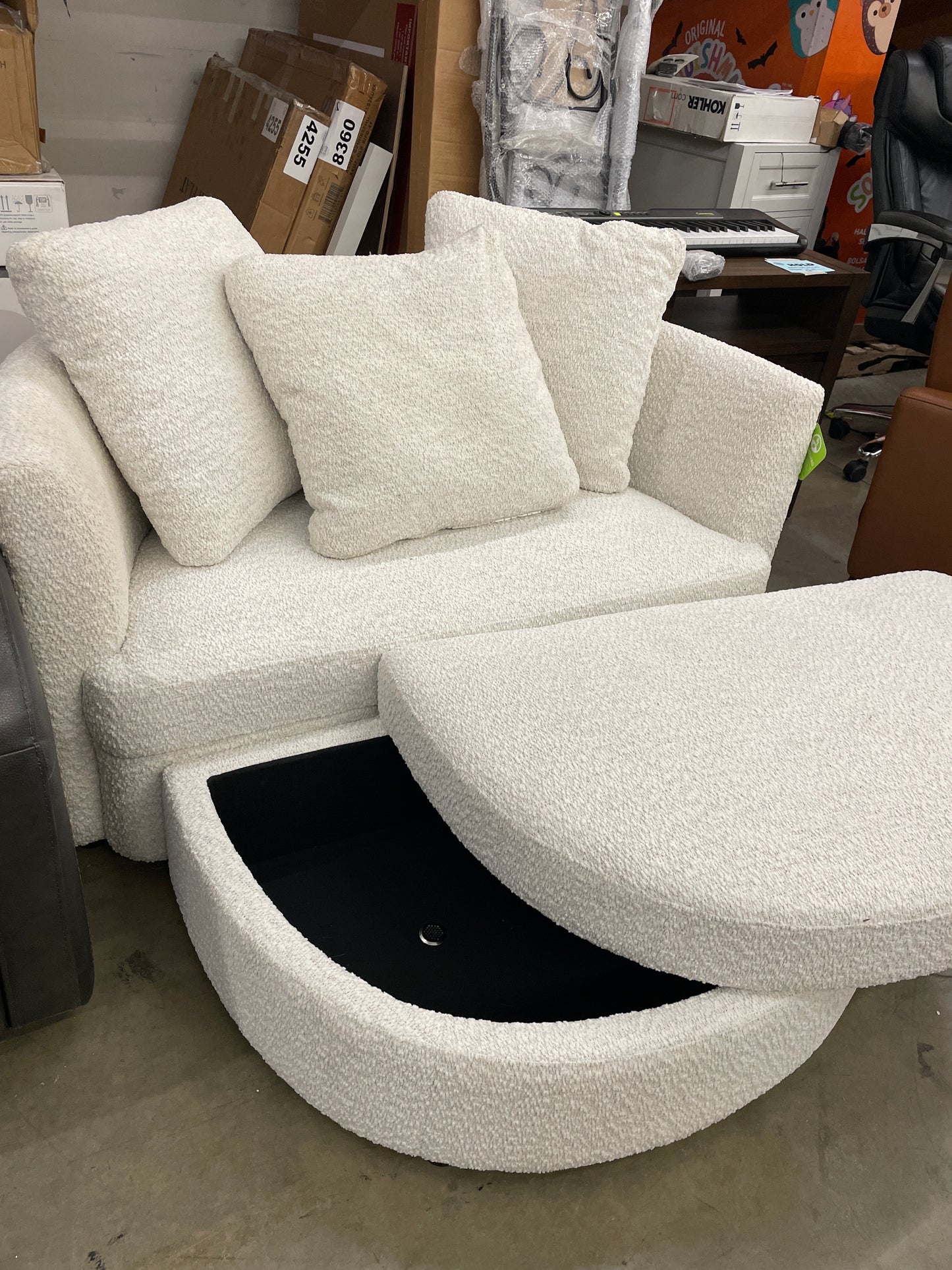Holley Oversized Fabric Accent Chair with Storage Ottoman - Retail $500