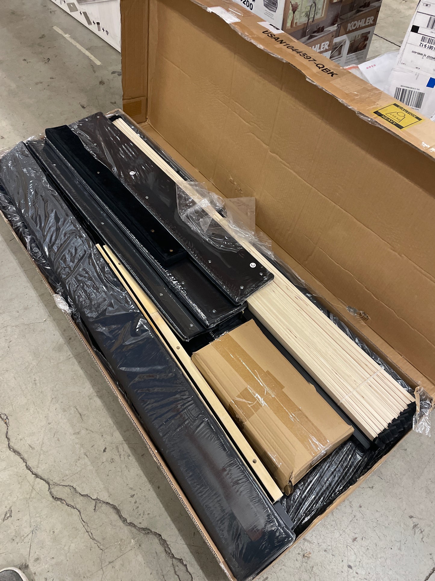 Allewie Queen Size Velvet Bed Frame/Vertical Channel Tufted Wingback Headboard/Upholstered Platform Bed/Strong Wooden Slats/No Box Spring Needed/Easy Assembly/Black