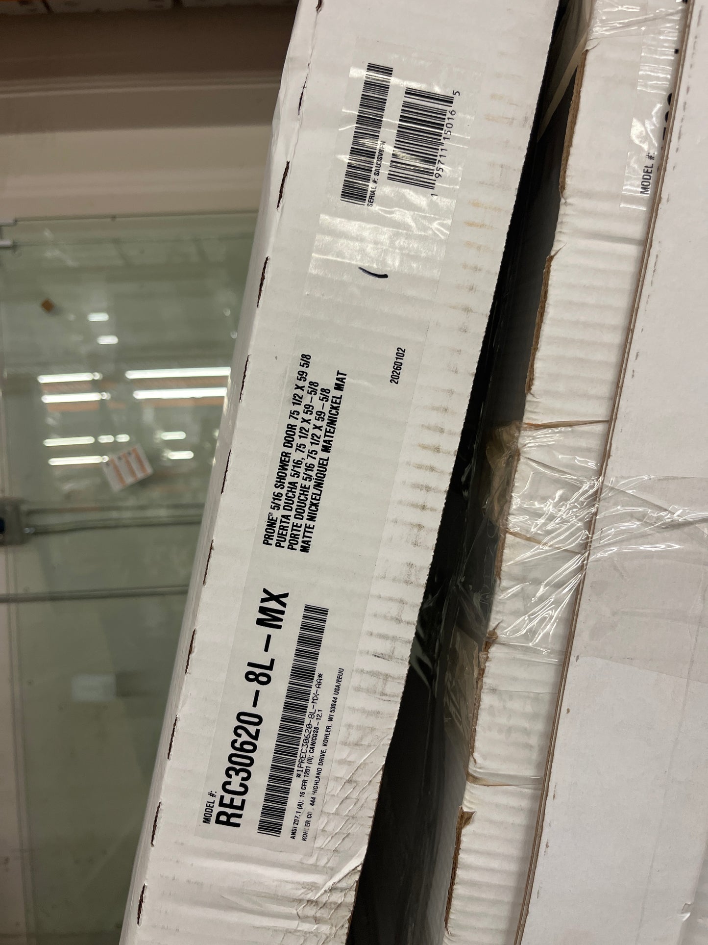 NEW Kohler Prone 76" x 60" Brushed Nickel Sliding Shower Door