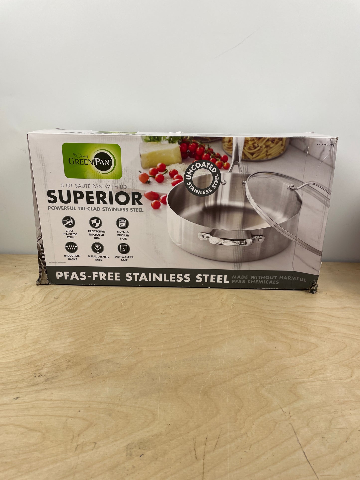 NEW - GreenPan Superior 5-quart Stainless Steel Sauté Pan