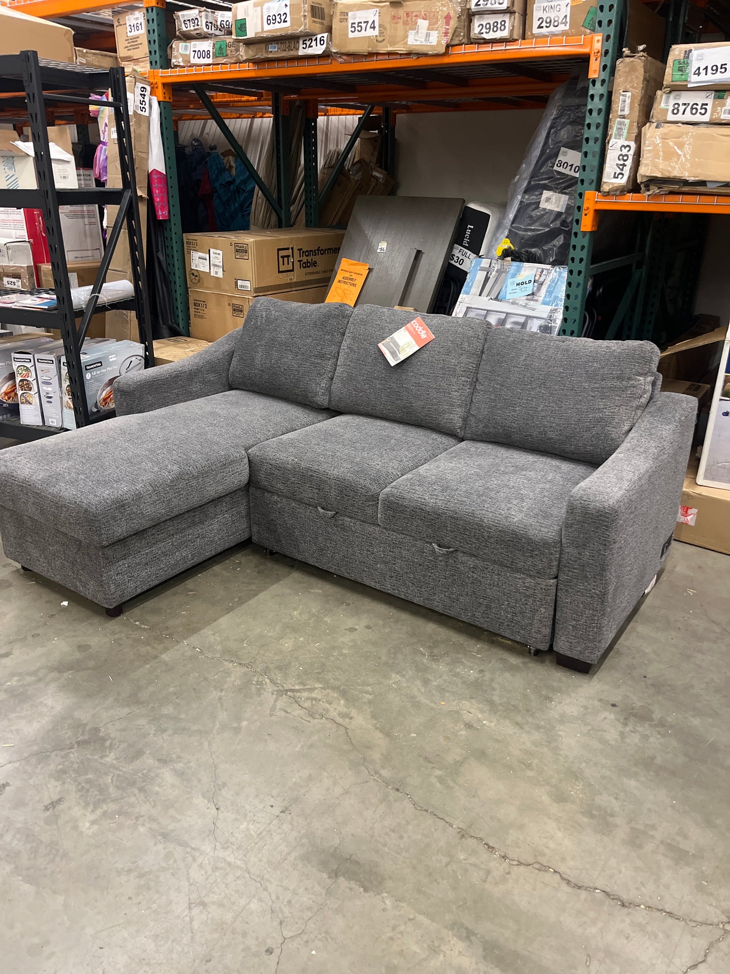 NEW w/ tiny dmg - Coddle Aria Fabric Sleeper Sofa with Reversible Chaise - Retail $1250
