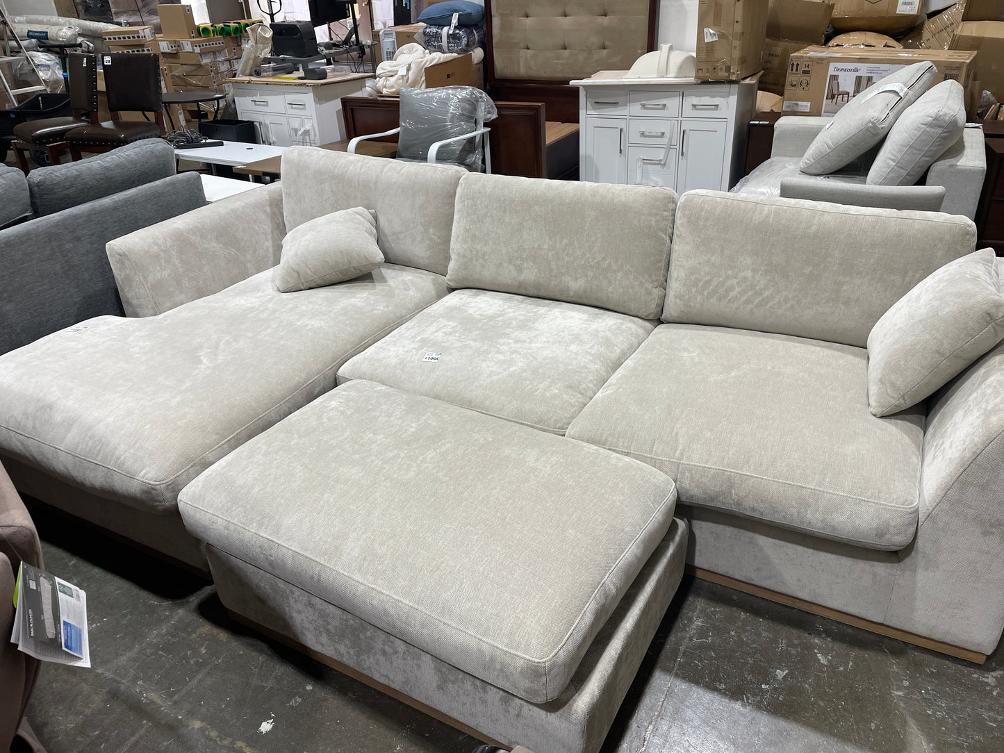 Henredon Caley Reversible Sofa Chaise with Ottoman
