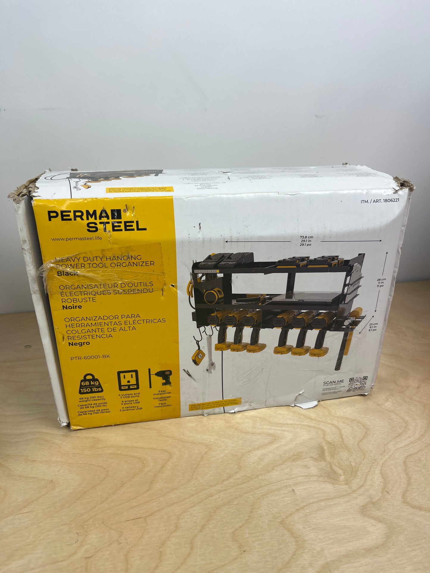 Permasteel Power Tool Organizer With Power Strip