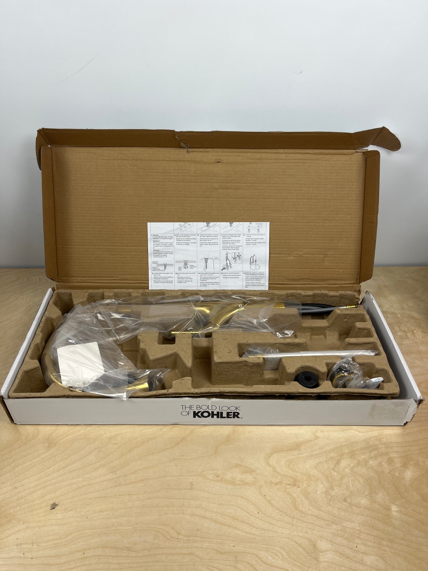 NEW Kohler Bevin Gold Pull-Down Kitchen Faucet