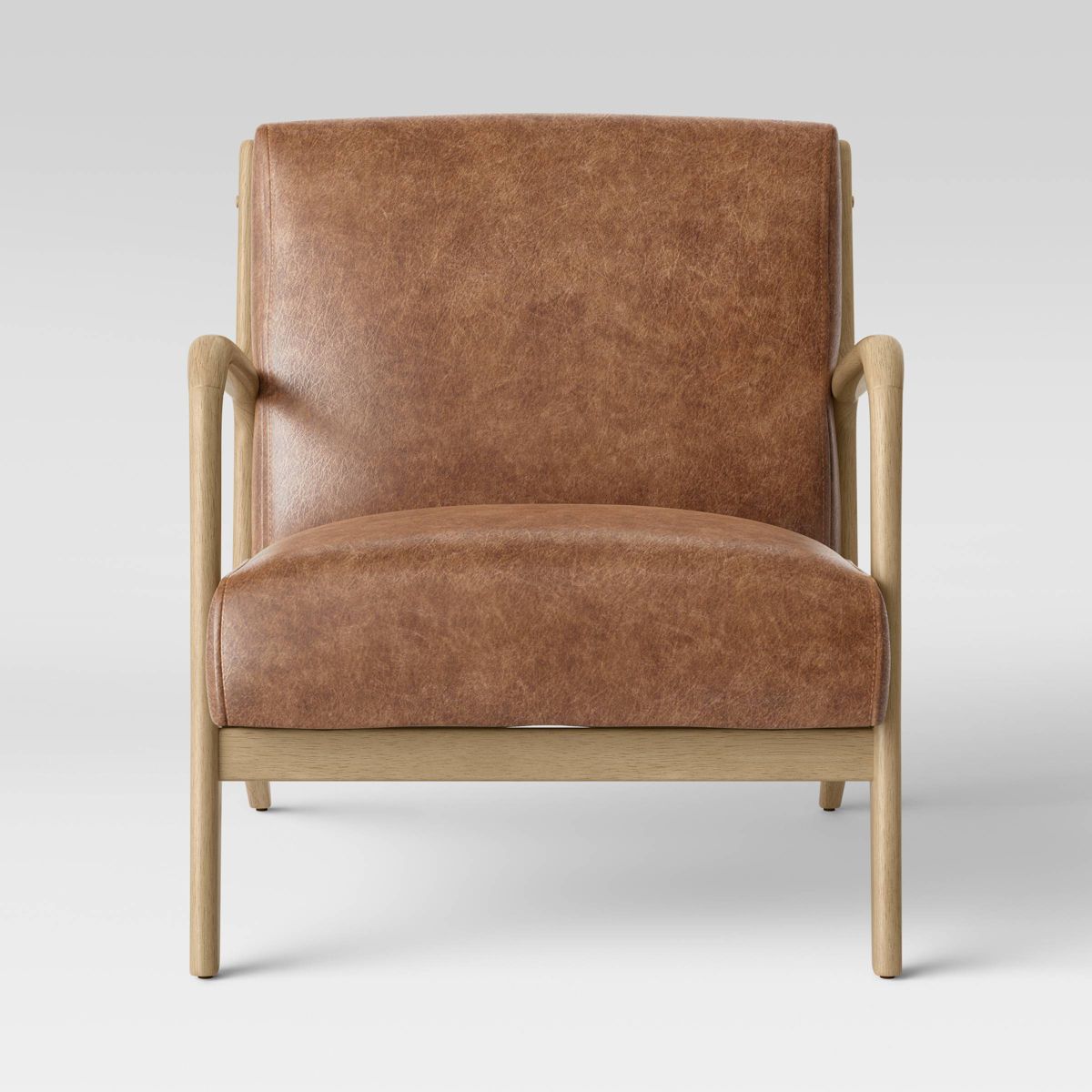 Esters Wood Armchair Caramel Faux Leather - Threshold™