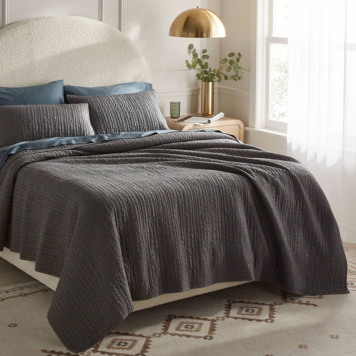 King TENCEL® Quilt Dark Gray - Threshold™: OEKO-TEX Certified, Cooling, Woven Lyocell, Machine Washable