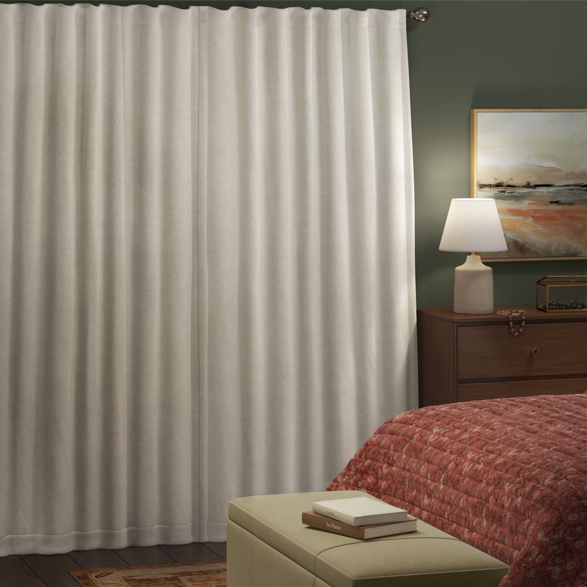 50"x63" Blackout Chenille Curtain Panel Ivory - Threshold™: Contemporary Lined Solid, Indoor Use, Back Tab, Rod Pocket