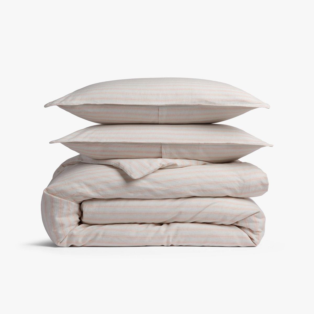 King/California King Relaxed Linen Stripe Duvet Cover & Sham Set Petal & Parchment - Parachute for Target