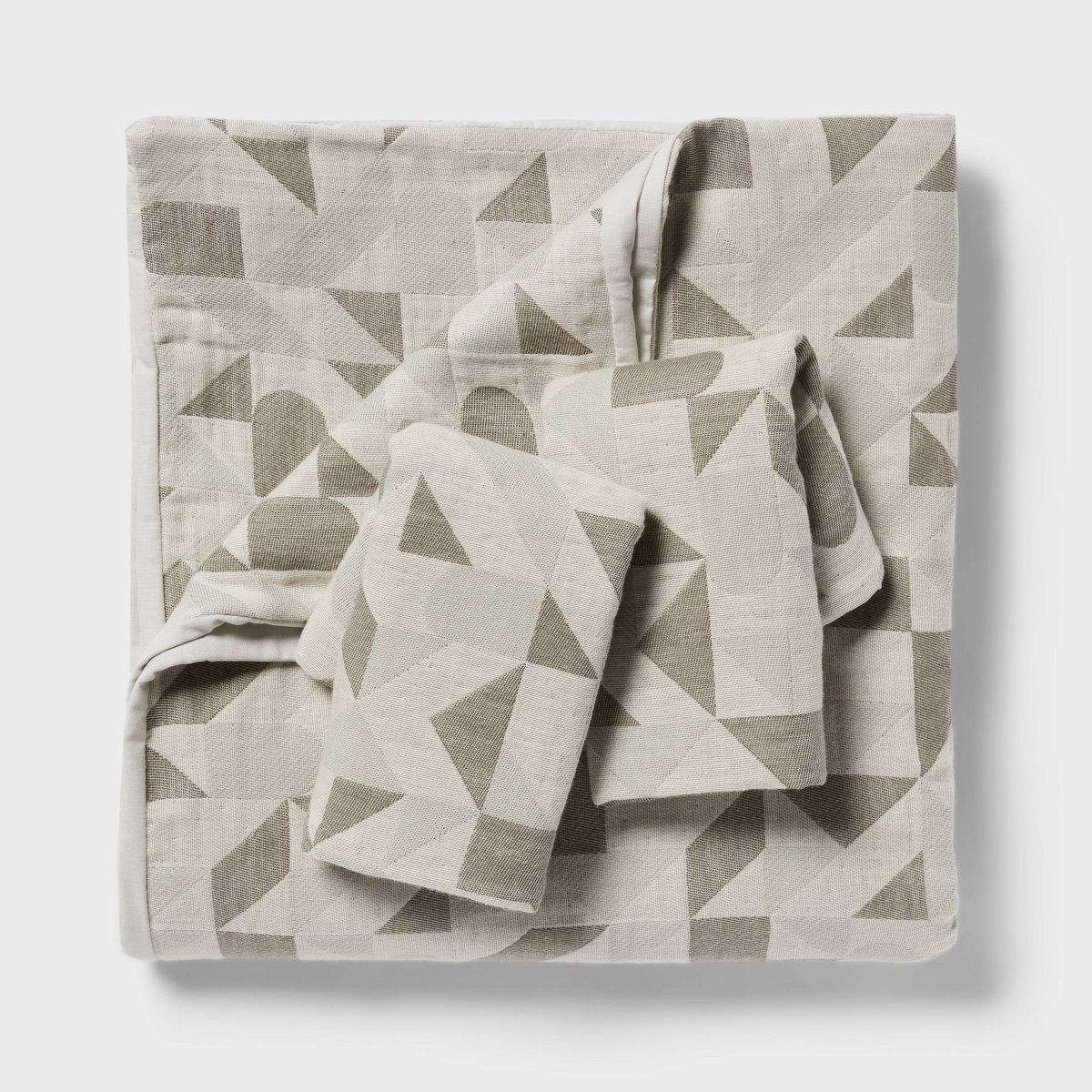 King Geo Matelasse Duvet Cover and Sham Set Dark Olive Green - Threshold™: Woven Jacquard, Cotton Blend, Zipper Closure