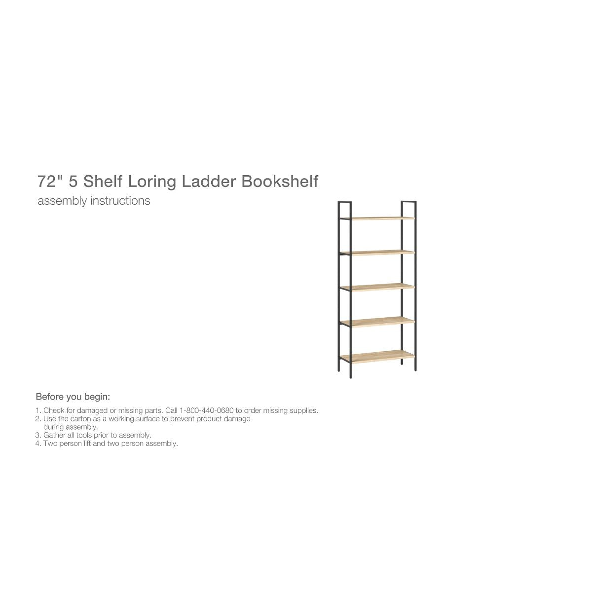 72" Loring 5 Shelf Ladder Bookshelf Vintage Oak - Threshold™: Metal Frame, Open Back Design
