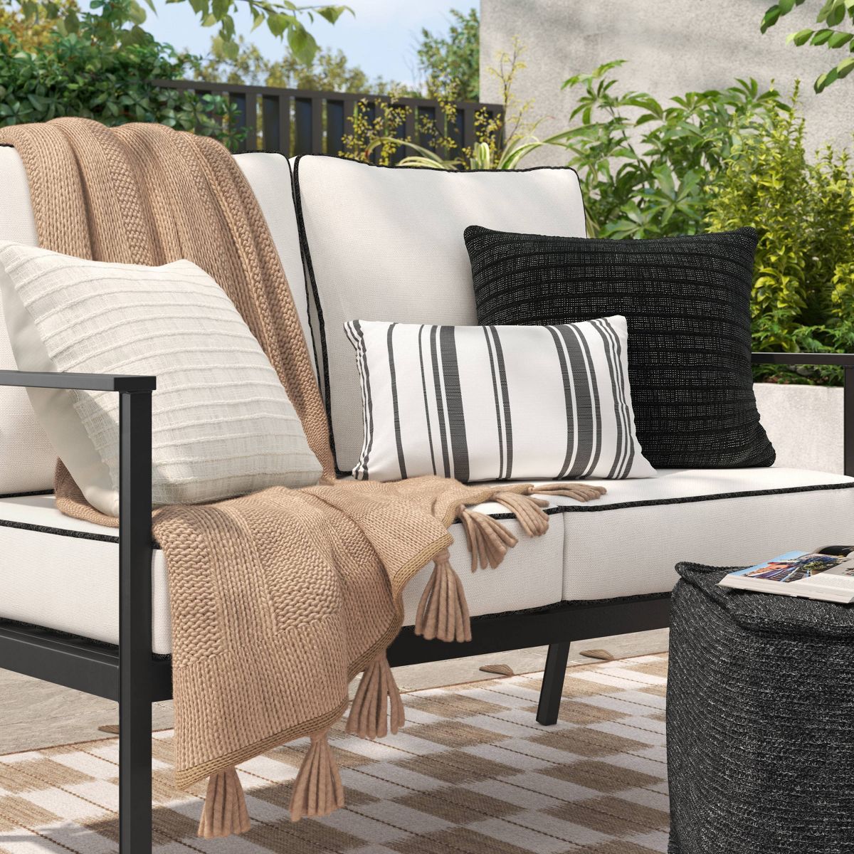 18"x18" Solid Textural Woven Pillow Ivory - Threshold™