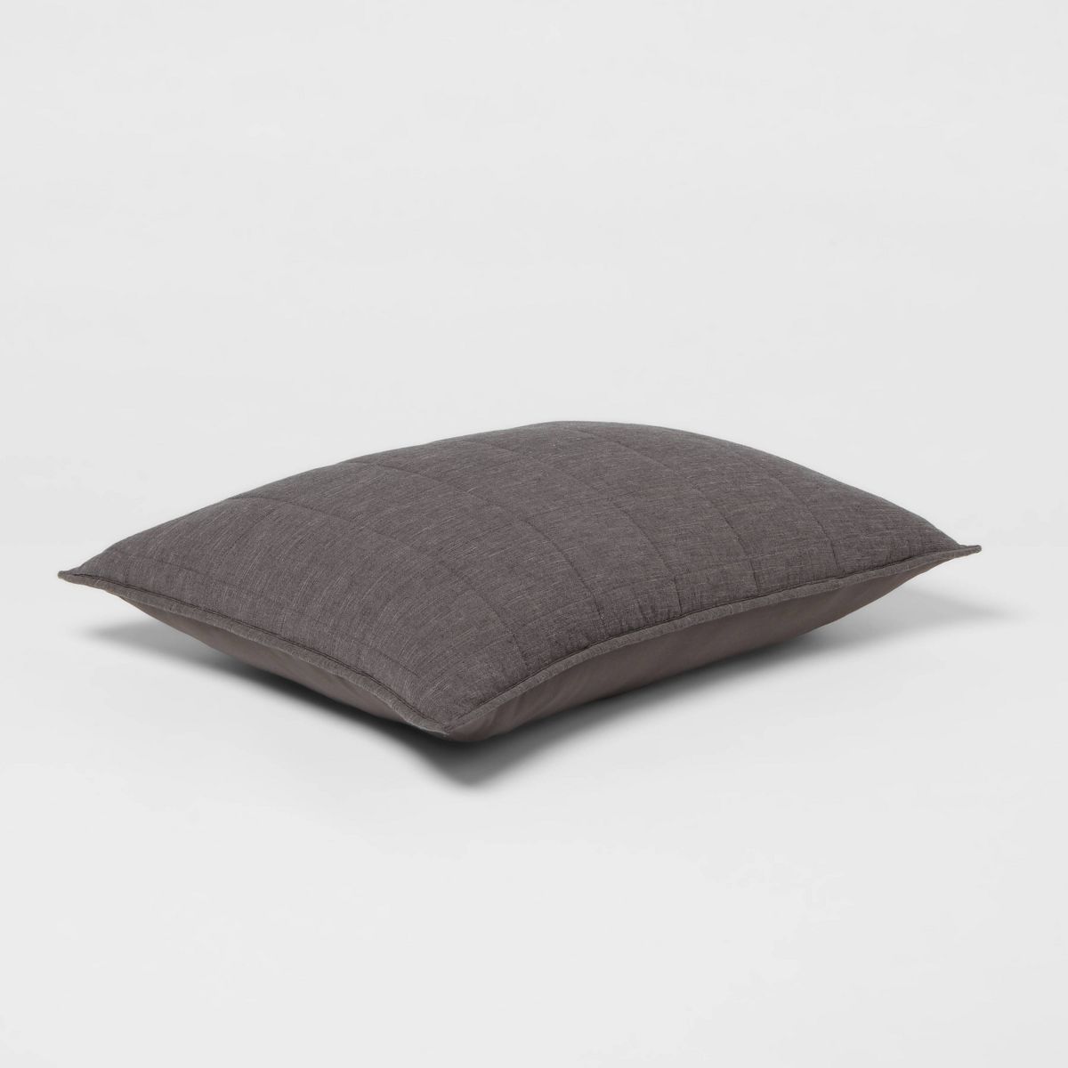 Standard Space Dyed Cotton Linen Sham Dark Gray - Threshold™: OEKO-TEX Certified, Woven Texture, Zipper Closure