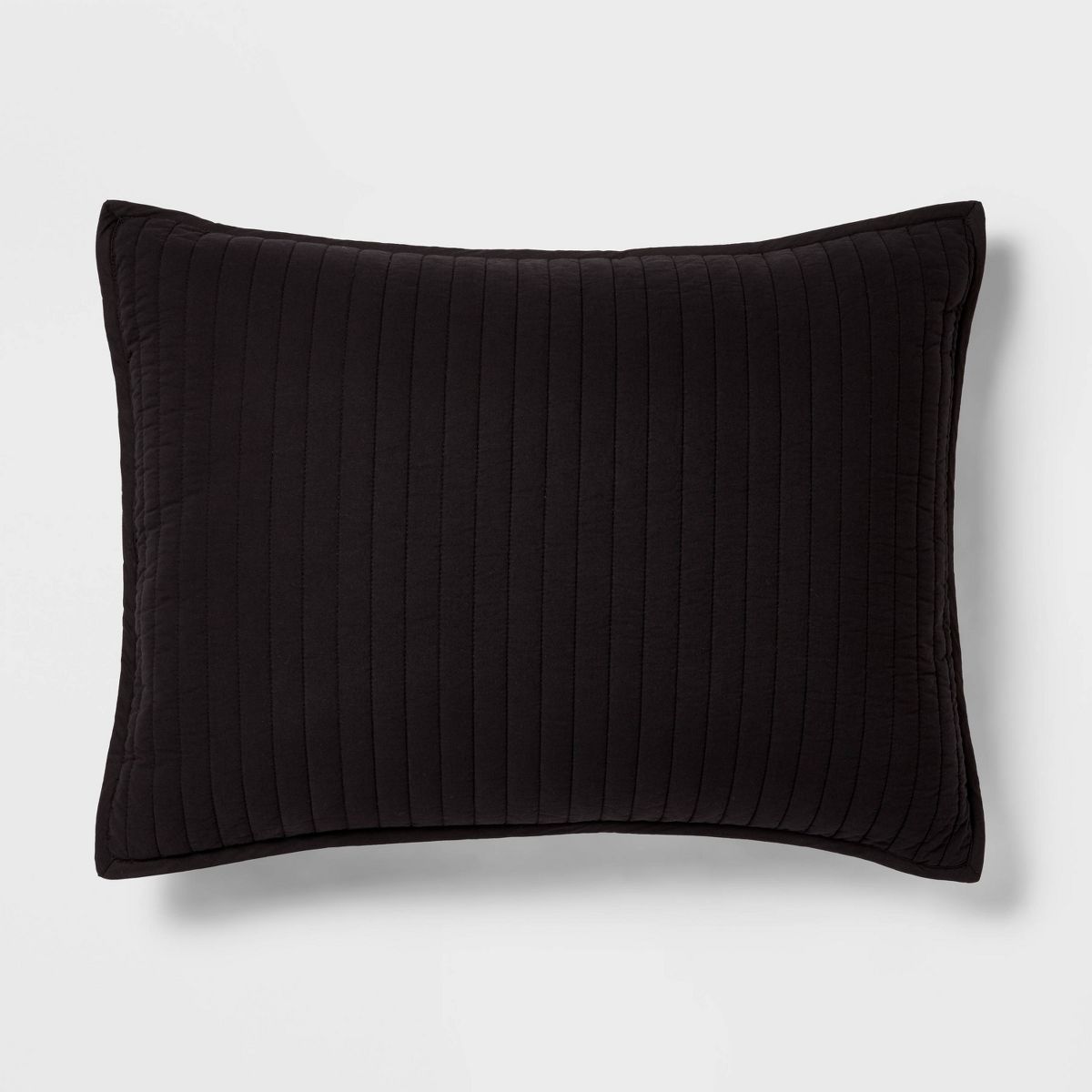 King Washed Cotton Sateen Quilt Sham Black - Threshold™: OEKO-TEX Certified, 250 Thread Count, Machine Washable