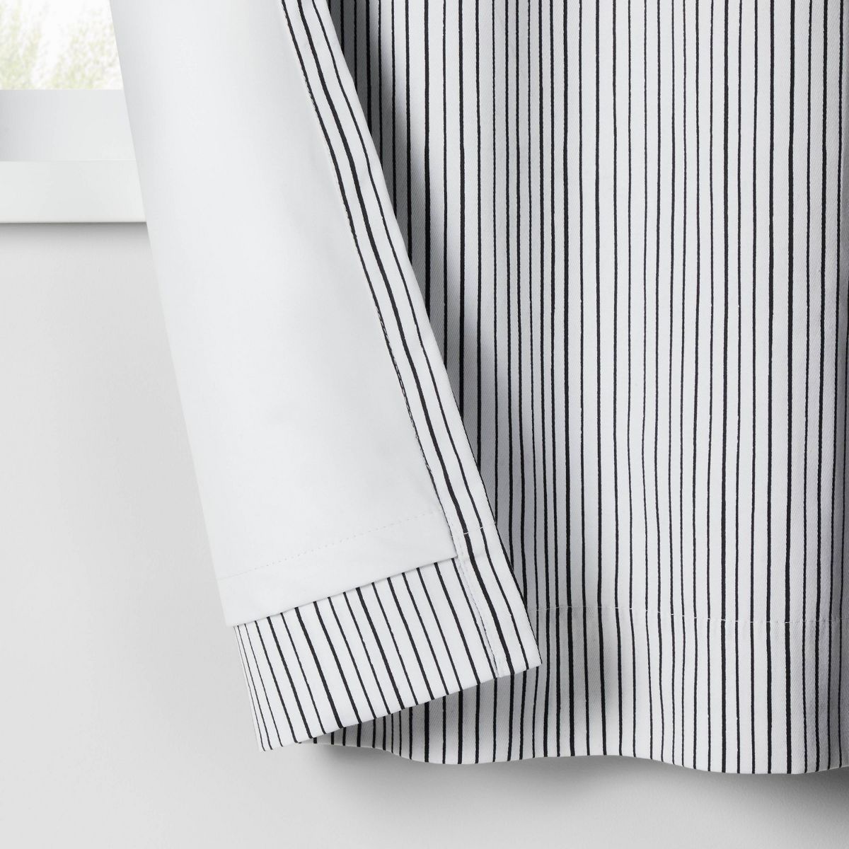 42"W x 84"L Irregular Mini Striped Kids' Blackout Window Curtain Panel Black - Pillowfort™