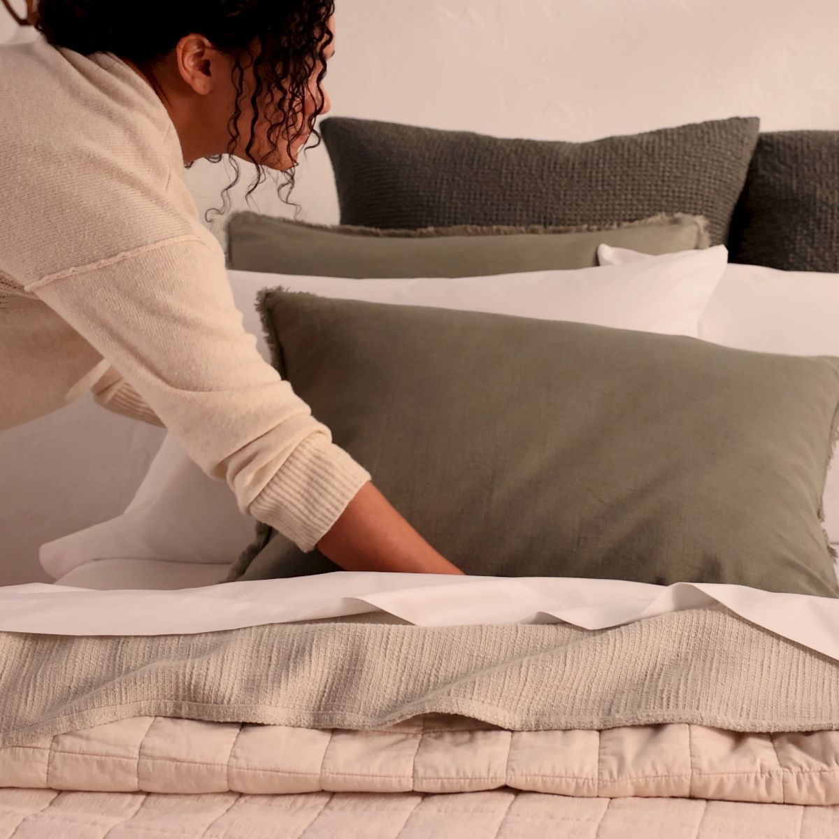 Full/Queen Heavyweight Linen Blend Comforter and Sham Set Dark Mineral Blue - Casaluna™