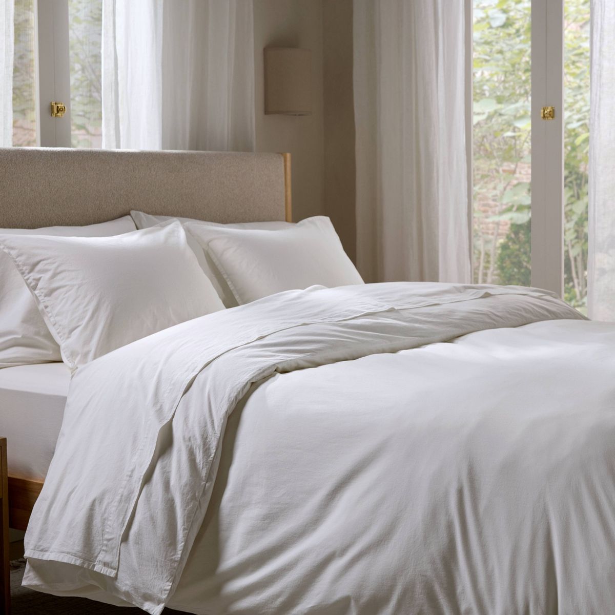 King/California King Casual Organic Cotton Duvet Cover & Sham Set White - Parachute for Target
