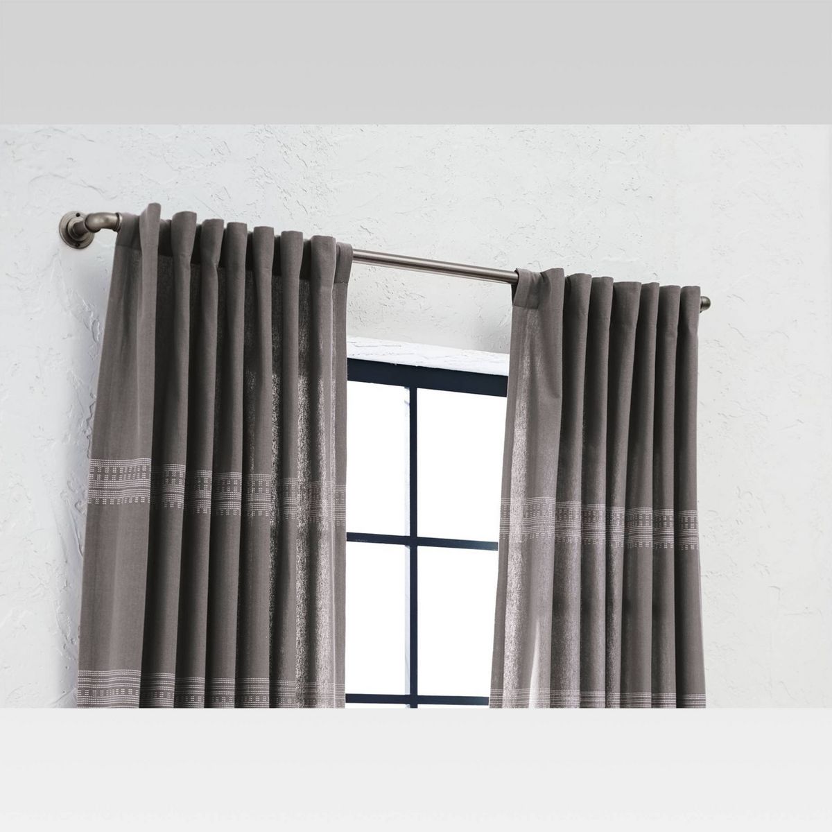 36"-66" Wraparound Pipe Curtain Rod Pewter - Threshold™: Adjustable Metal, Antique Finish, 30lb Capacity