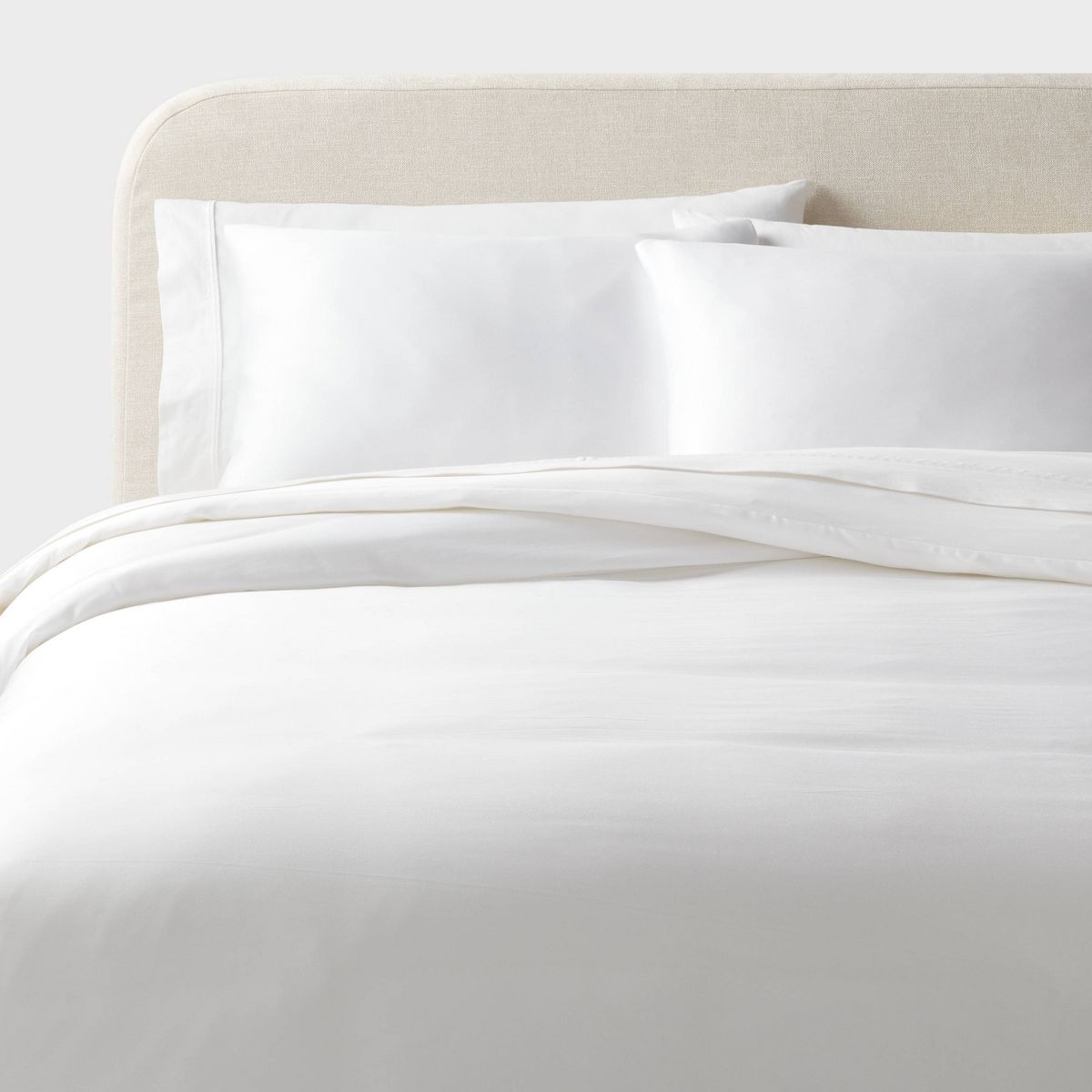King TENCEL™ Duvet Cover and Sham Set White - Threshold™: OEKO-TEX Certified, Cooling Satin Weave, 320 Thread Count