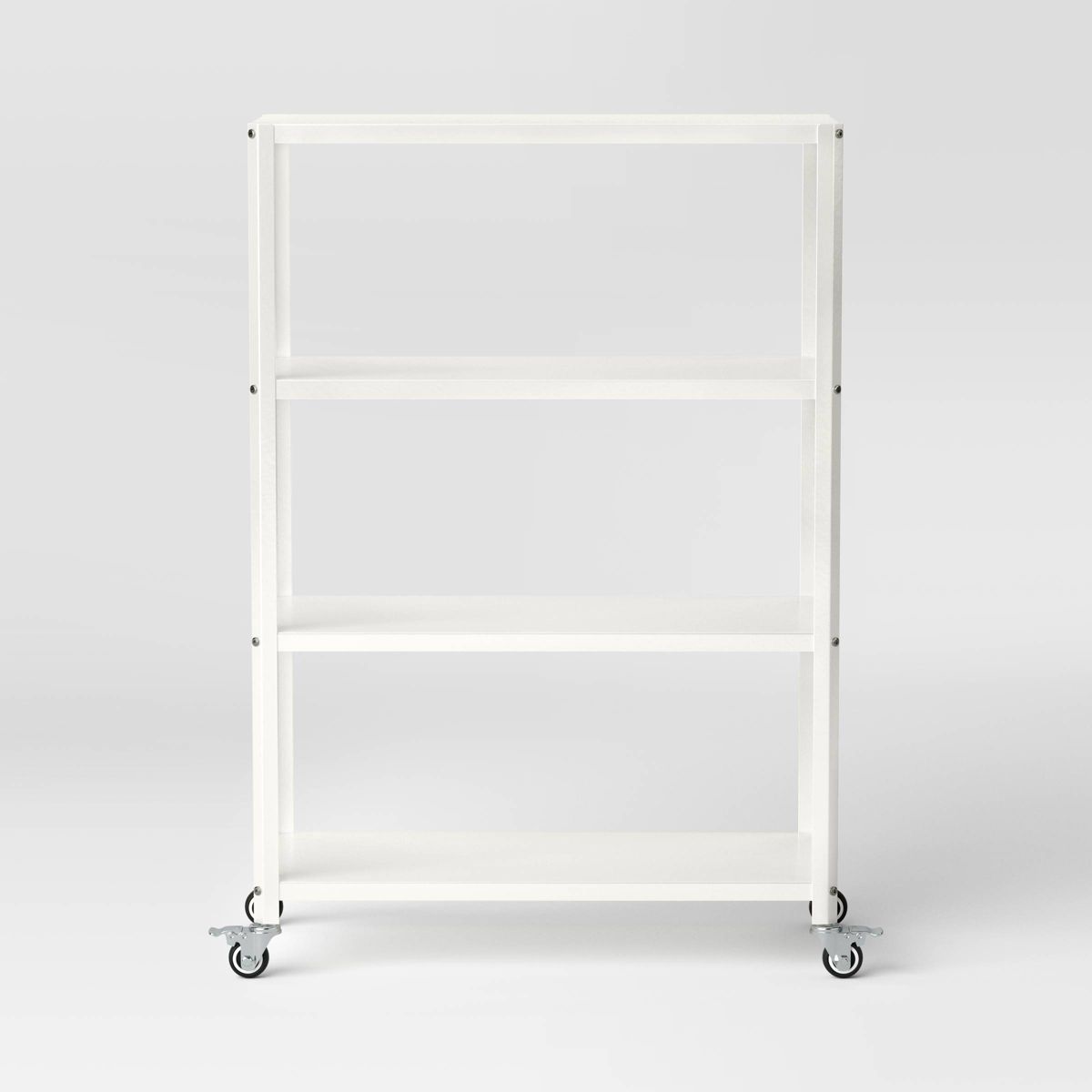 Small 44" 3 Shelf Rolling Metal Bookcase Chalk White - Room Essentials™