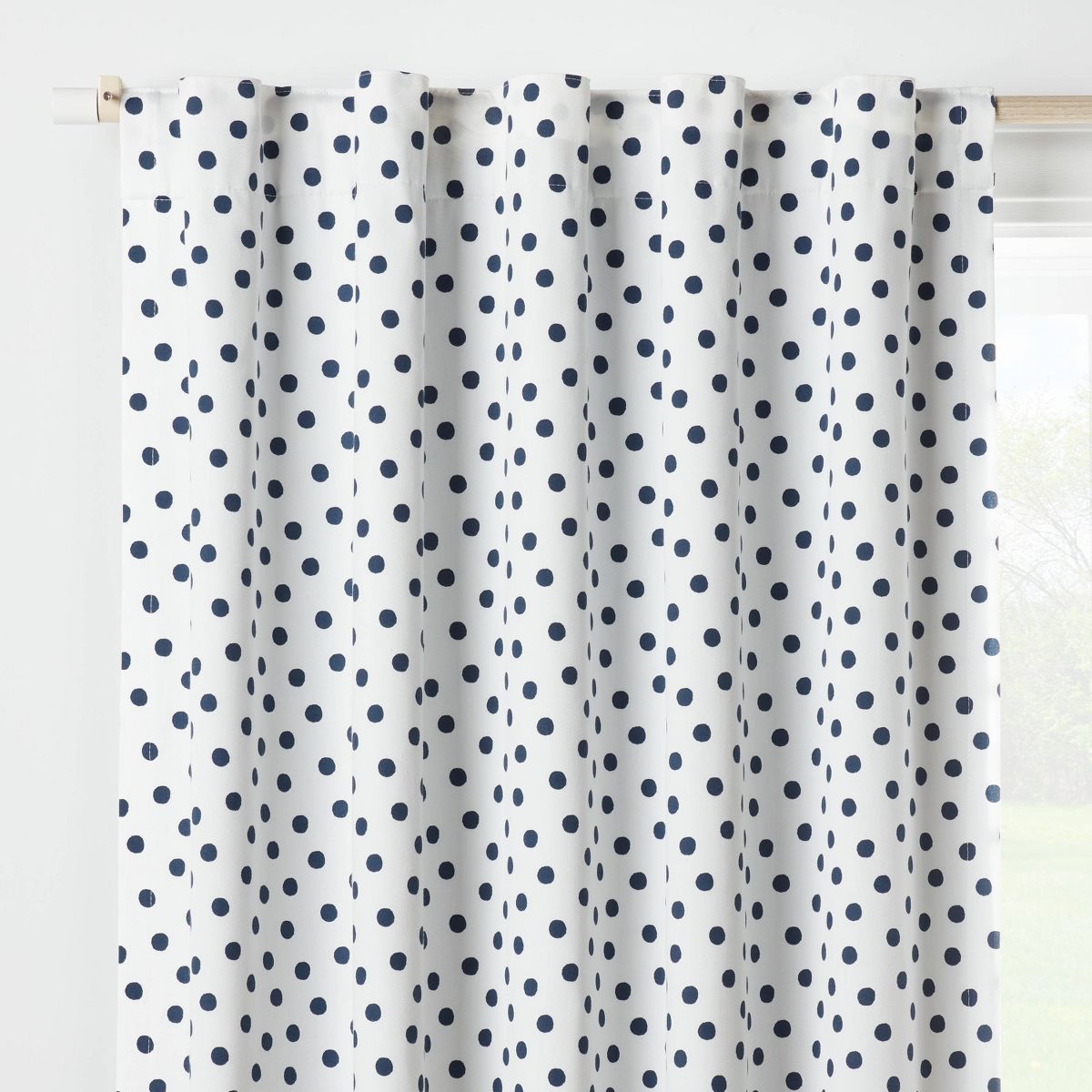 42"W x 84"L Dot Kids' Curtain Blackout Window Curtain Panel Navy - Pillowfort™