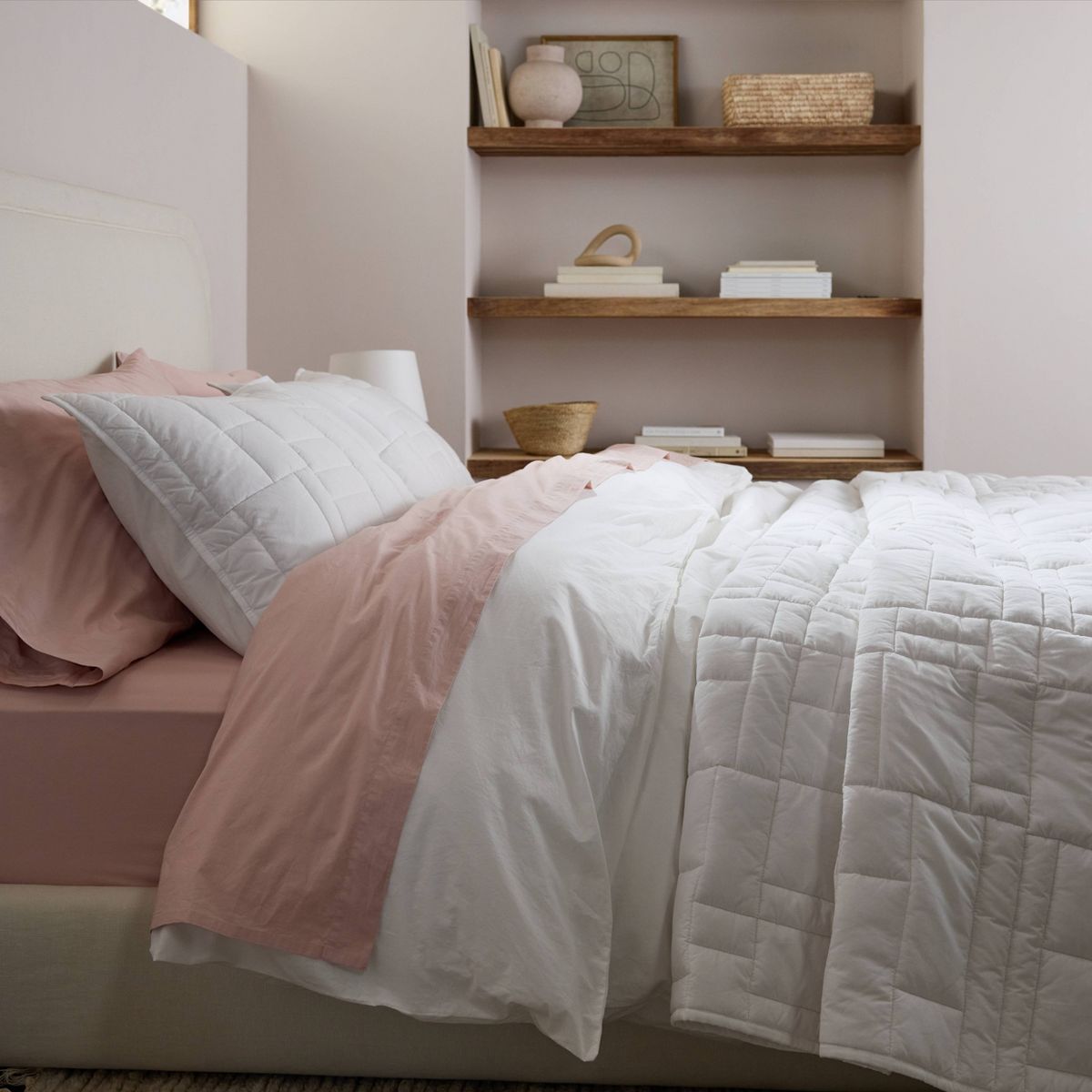 Standard Cozy Block Quilted Sham Set White - Parachute for Target