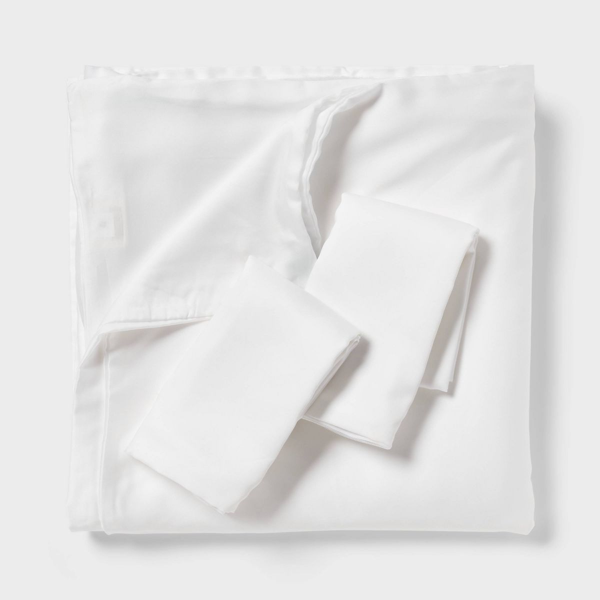 King TENCEL™ Duvet Cover and Sham Set White - Threshold™: OEKO-TEX Certified, Cooling Satin Weave, 320 Thread Count