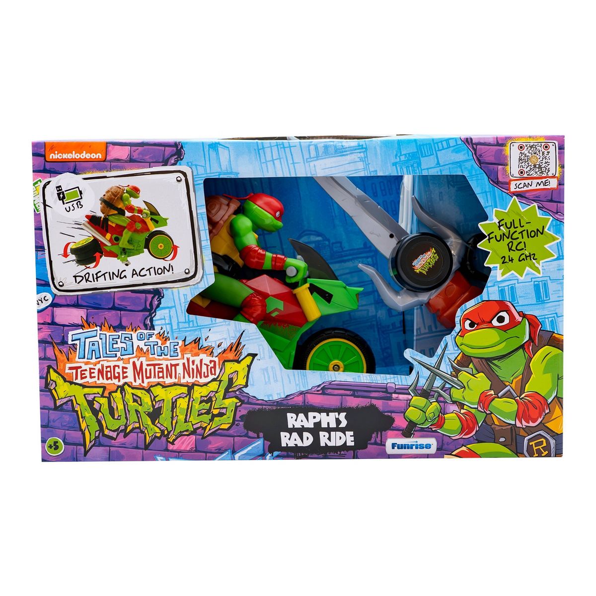 Teenage Mutant Ninja Turtles RC Raph's Rad Ride: Remote Control Motorcycle, Fine Motor Skills Development, Battery-Powered