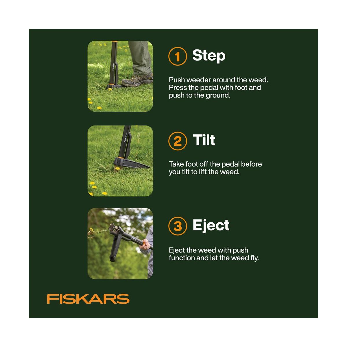 Fiskars 4 Claw Stand Up Stainless Steel Hand Weeder