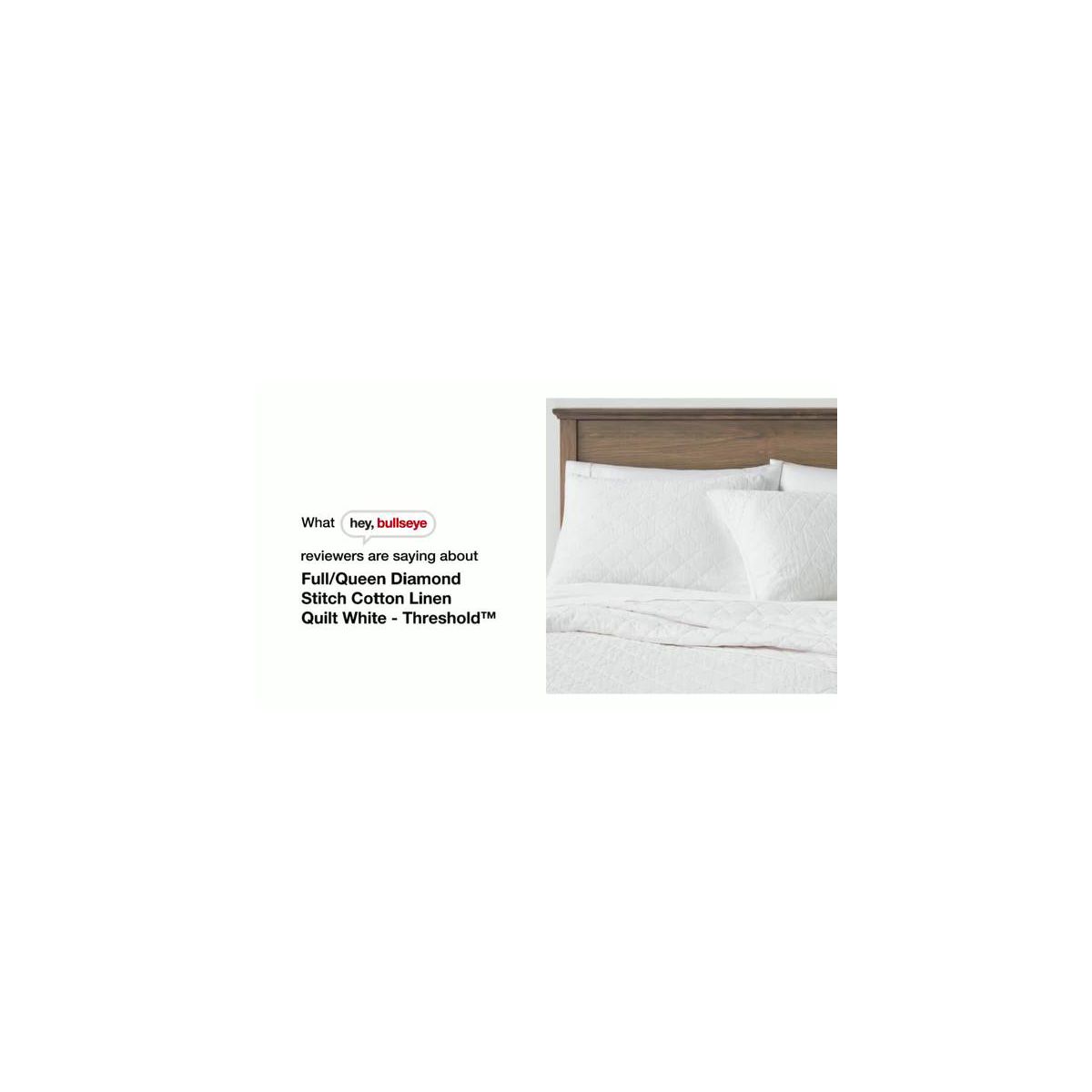 Full/Queen Diamond Stitch Cotton Linen Quilt Light Gray - Threshold™: OEKO-TEX Certified, Midweight Coverlet