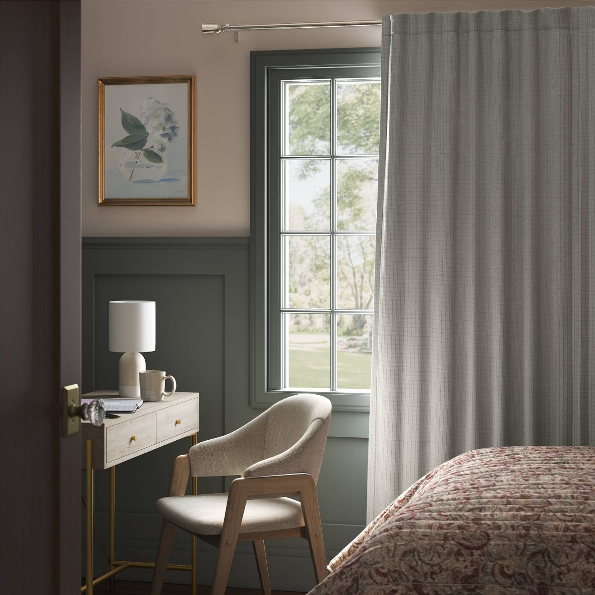50"x84" Blackout Textured Plaid Curtain Panel Gray - Threshold™: Room Darkening, OEKO-TEX Certified, Indoor Use