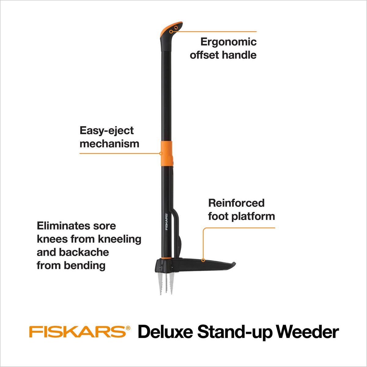 Fiskars 4 Claw Stand Up Stainless Steel Hand Weeder