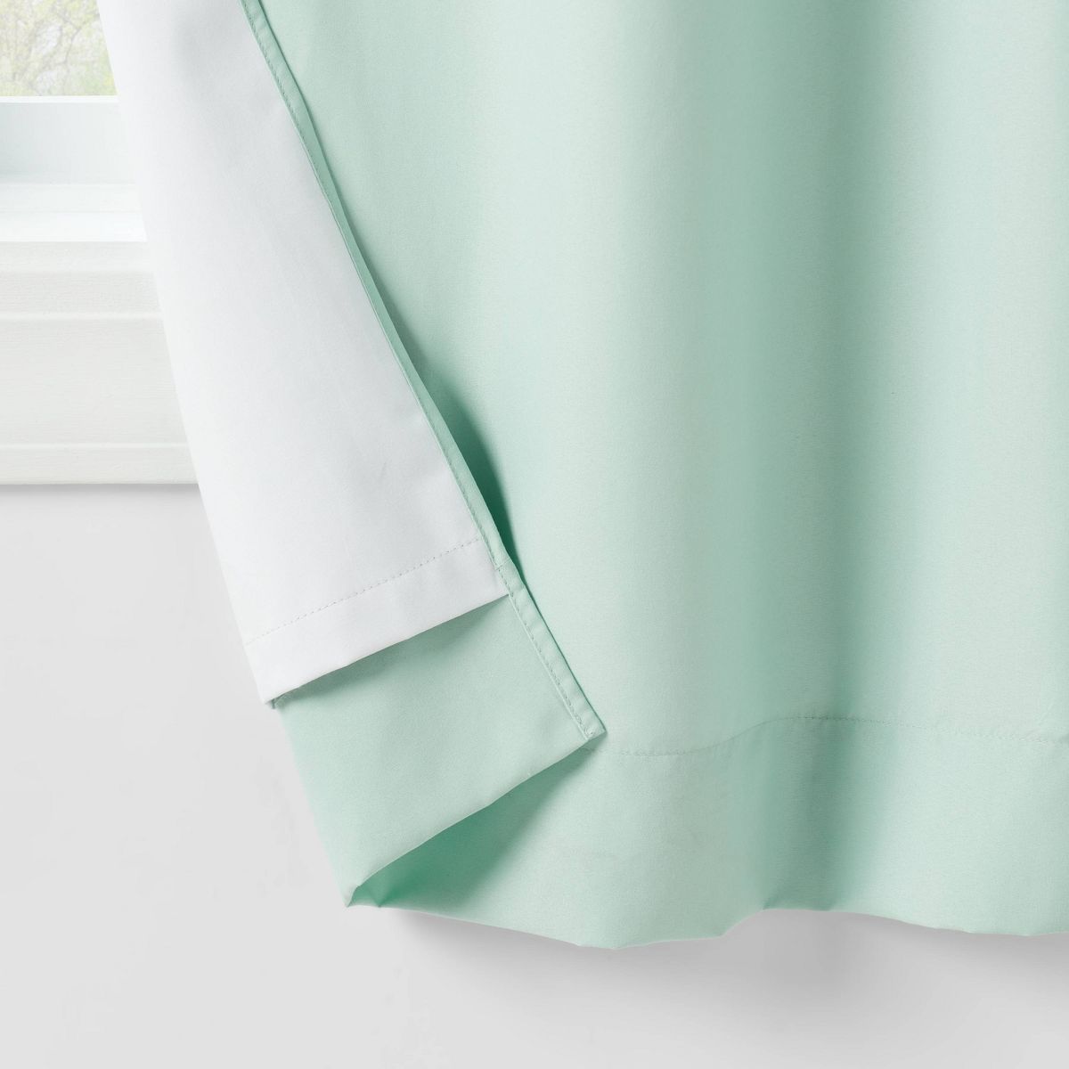 42"W x 84"L Ruffle Kids' Blackout Window Curtain Panel Mint Green - Pillowfort™
