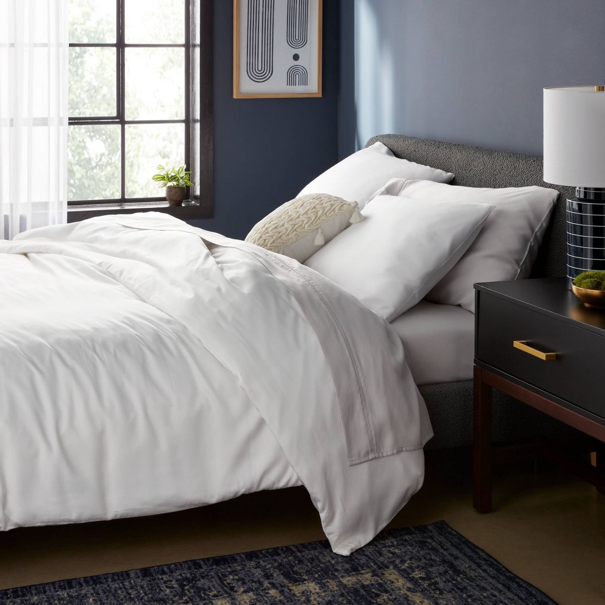 King TENCEL™ Duvet Cover and Sham Set White - Threshold™: OEKO-TEX Certified, Cooling Satin Weave, 320 Thread Count