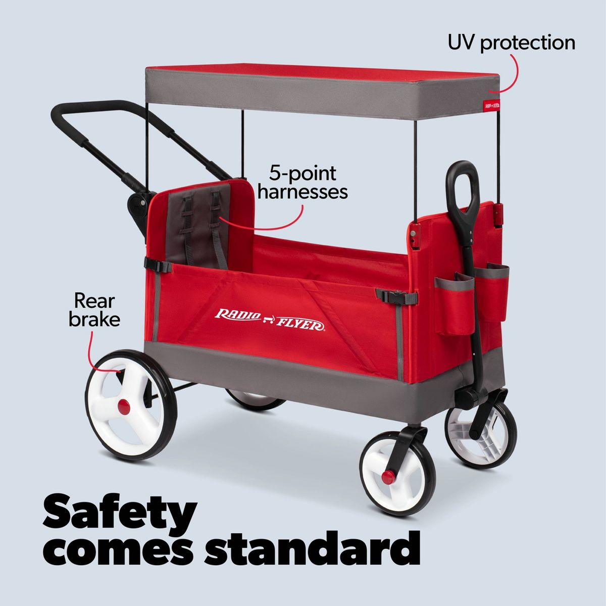Radio Flyer Convertible Kid & Cargo Stroller Wagon with Canopy: Steel & Plastic Frame
