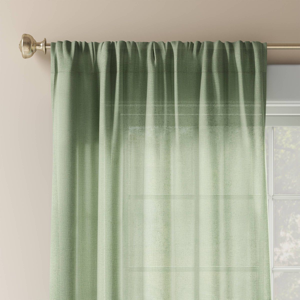 54"x63" Light Filtering Solid Farrah Window Curtain Panel Sage Green - Threshold™: Ribbed Cotton & Recycled Polyester