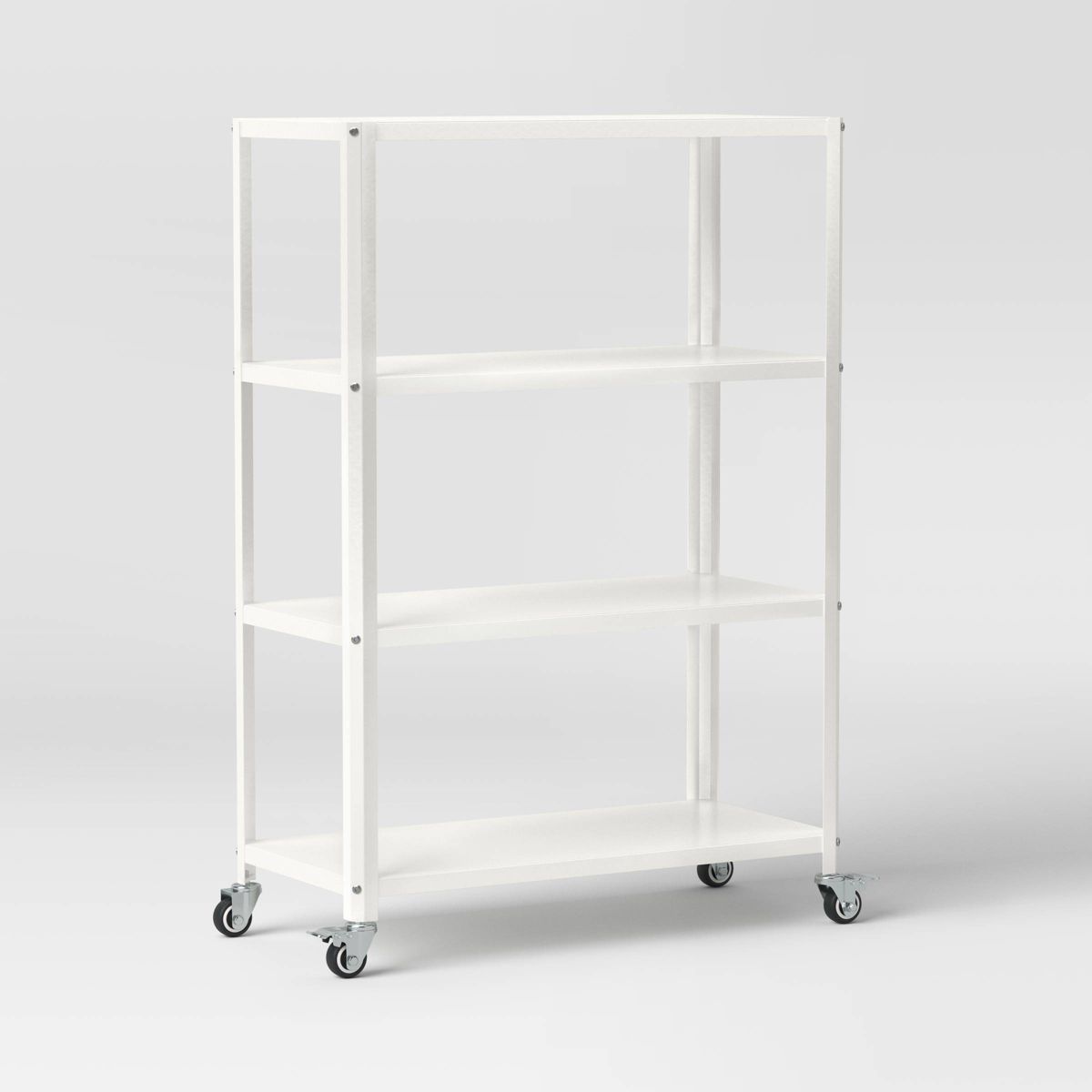 Small 44" 3 Shelf Rolling Metal Bookcase Chalk White - Room Essentials™