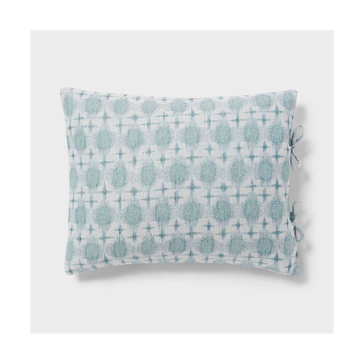 King Yarn Dye Ikat Duvet Cover and Sham Set Ivory/Teal Blue/Light Teal Blue - Threshold: Cotton Jacquard, Zippered Closure, OEKO-TEX Certified