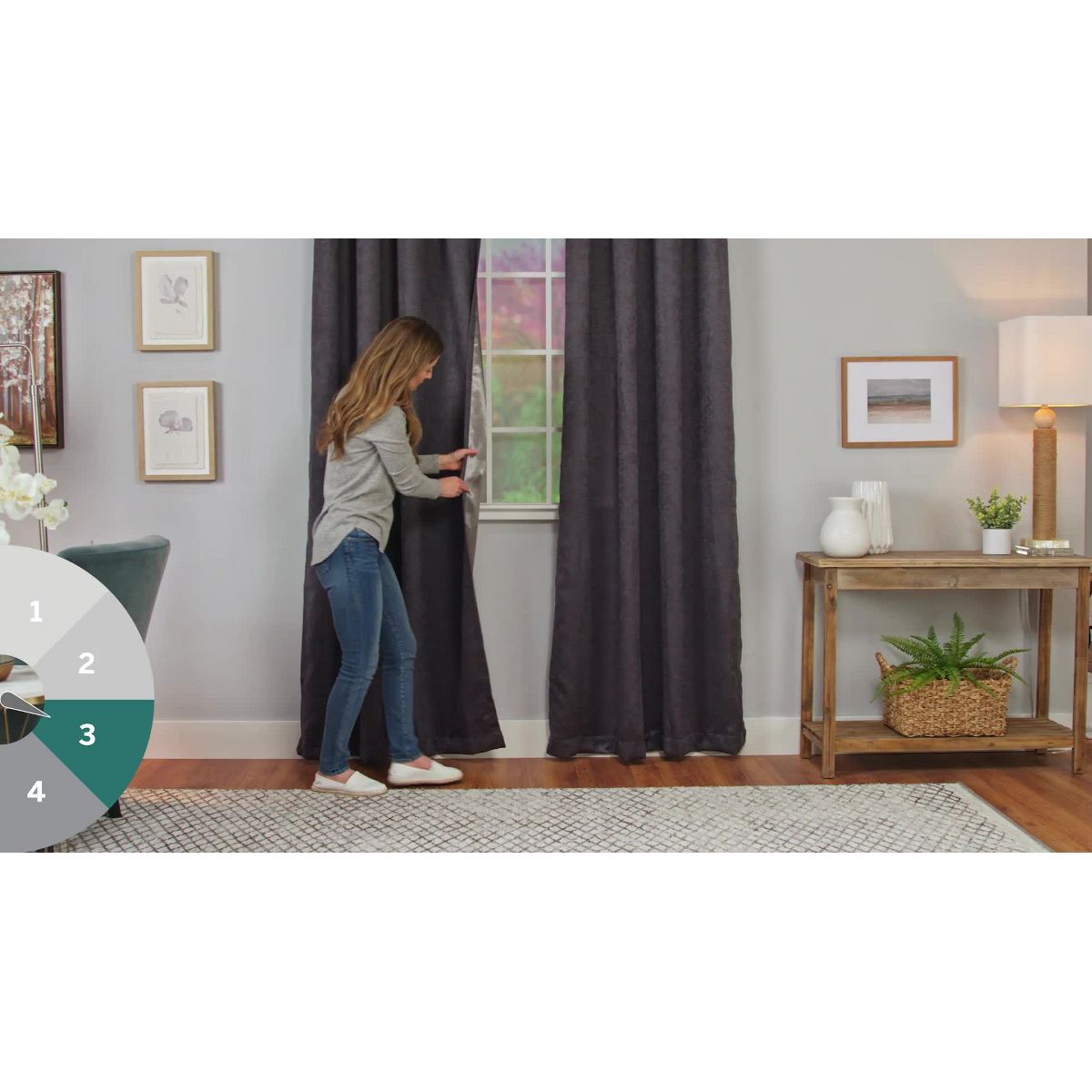 EXCLUSIVE HOME Zeus Solid Textured Jacquard Blackout Hidden Tab/Rod Pocket Curtain Panel Pair, 52"x108", Winter White