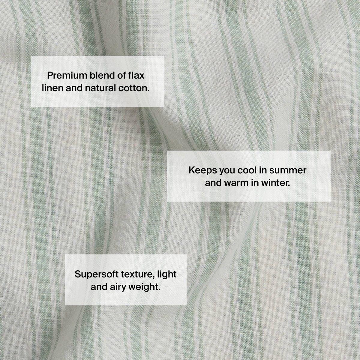 Full/Queen Relaxed Linen Stripe Duvet Cover & Sham Set Jade & Parchment - Parachute for Target