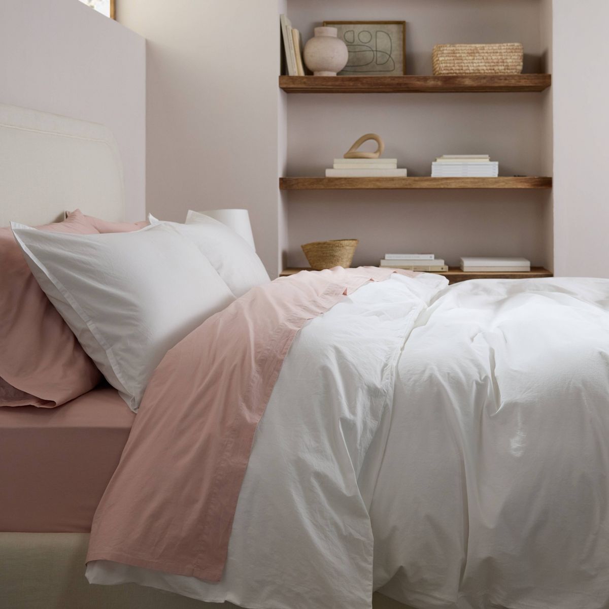 Full/Queen Casual Organic Cotton Duvet Cover & Sham Set White - Parachute for Target