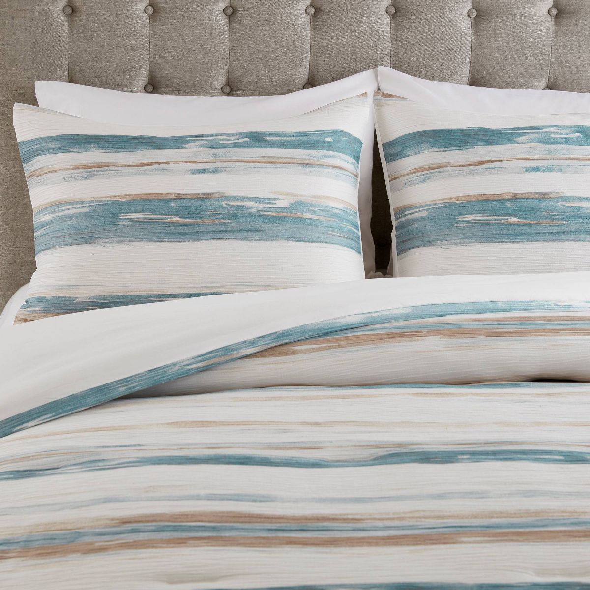 5pc King Watercolor Striped Comforter Set Blue