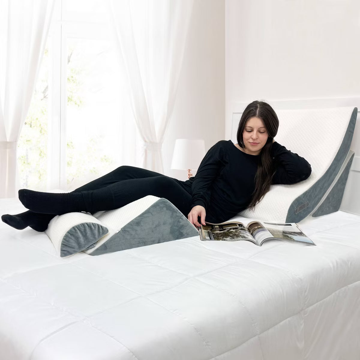 Imaginarium 4pc Adjustable Wedge Pillow Set: Memory Foam & Foam Support