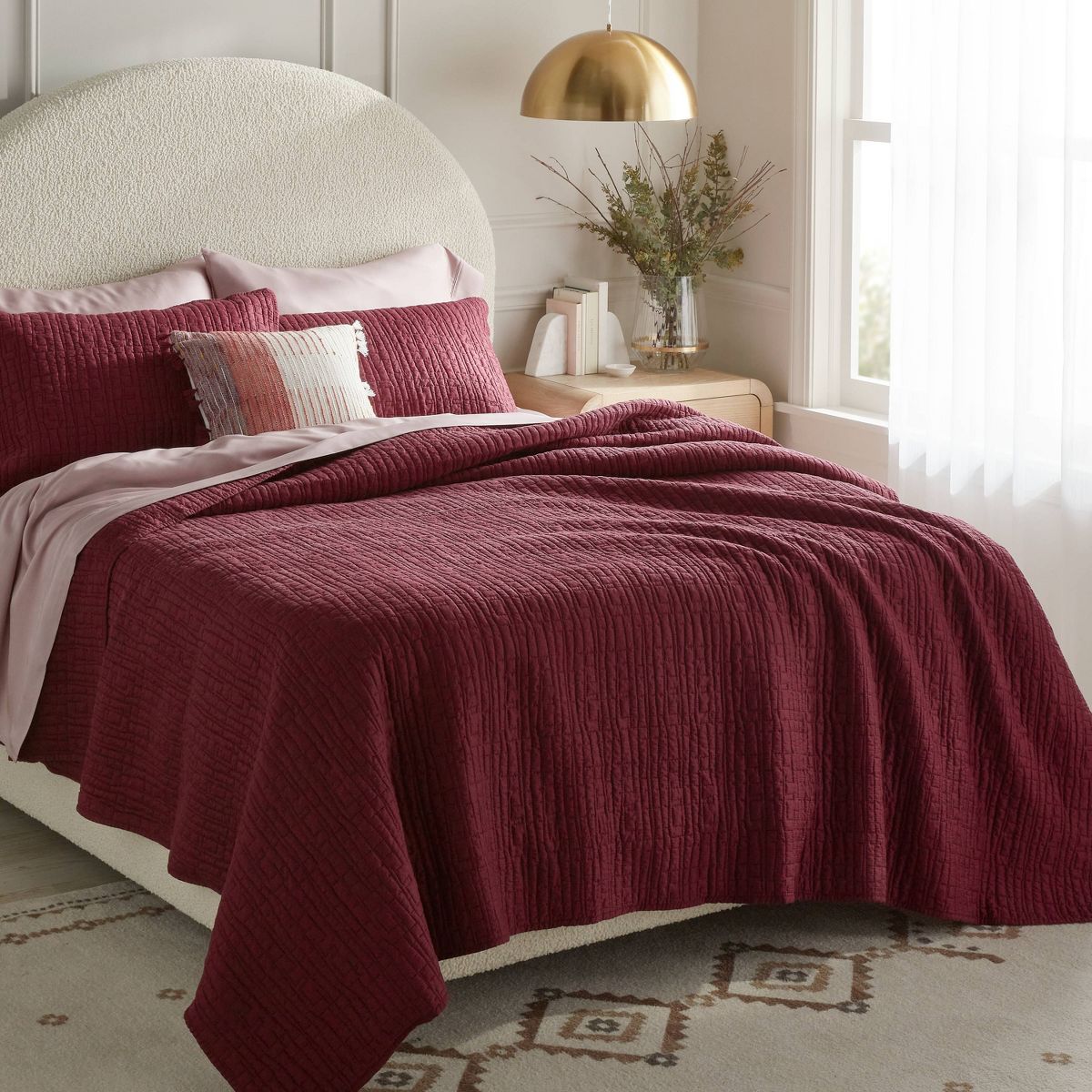 Full/Queen TENCEL® Quilt Wine Red - Threshold™: OEKO-TEX Certified, Cooling, Lightweight Coverlet