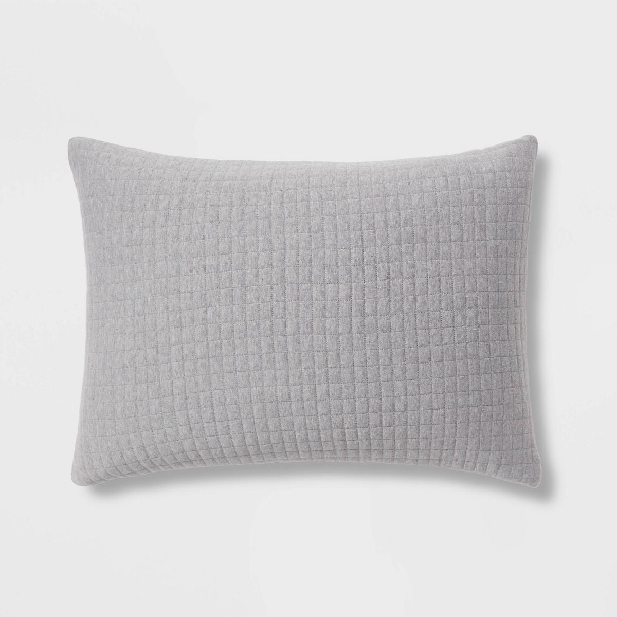 Standard Jersey Quilt Sham Heather Gray - Threshold™: Cotton Knitted, Machine Washable, No Flange Design